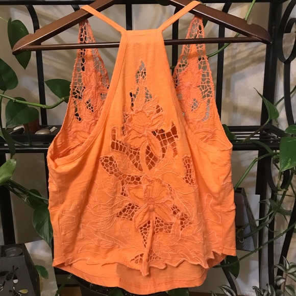 ⚡️ Free People Orange Crocheted Razorback Tank - Picture 2 of 13